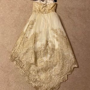 Gold and off white evening dress.